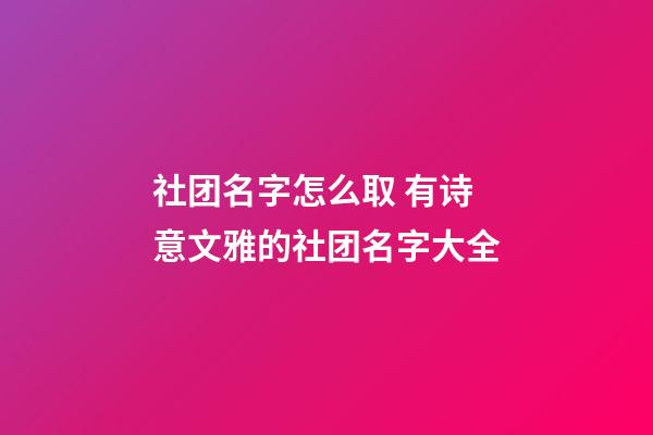 社团名字怎么取 有诗意文雅的社团名字大全